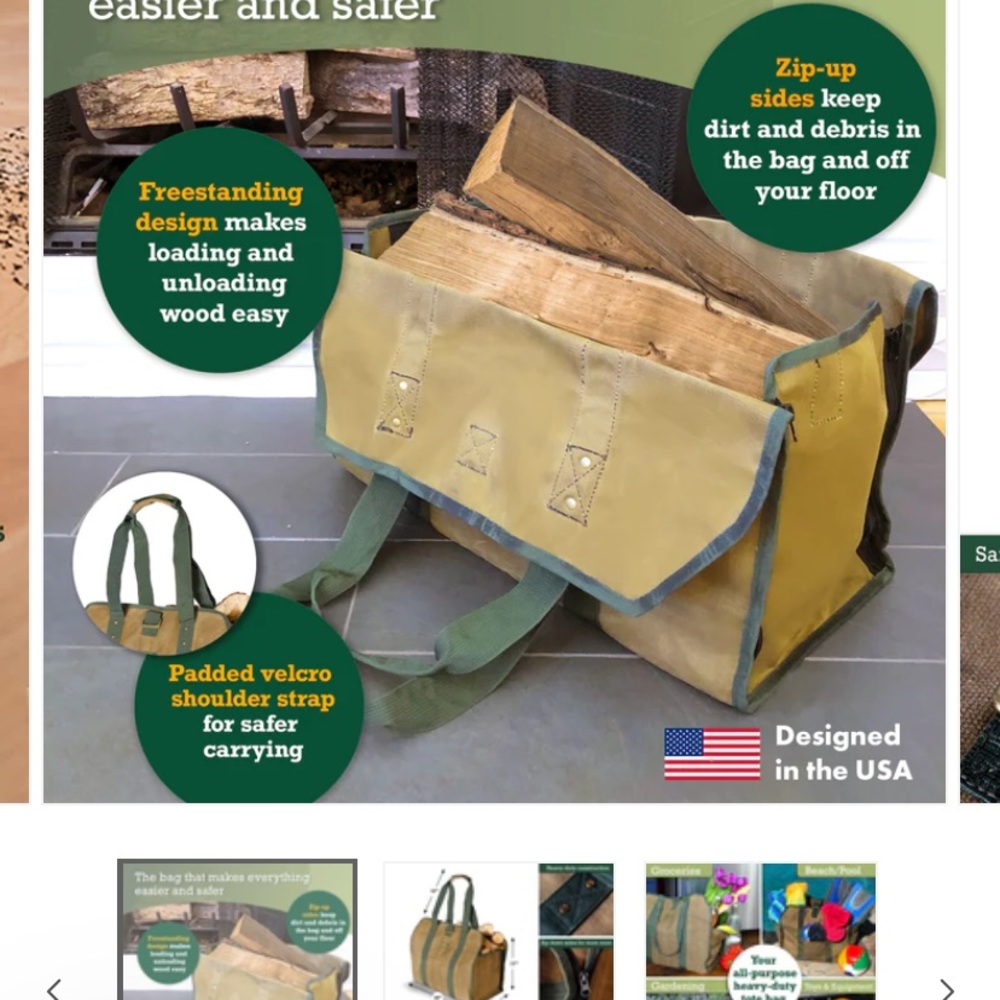 HINTERHILL 2 In 1 Firewood/All Purpose Waxed Canvas Bag NWT - Picture 10 of 14